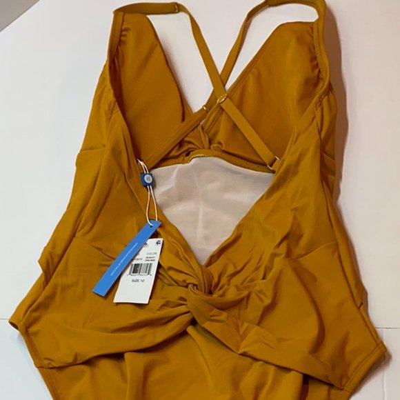 NWT Bleu Rod Beattie Yellow Crossback Halterneck One Piece - Picture 6 of 8